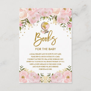 Roze Floral reisavontuurboeken voor babymeisje Informatiekaartje