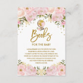 Roze Floral reisavontuurboeken voor babymeisje Informatiekaartje (Voorkant)