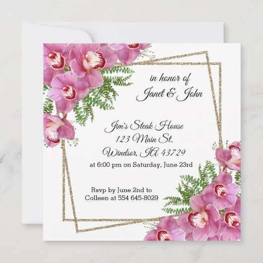 Roze Floral - repetitie binnenste uitnodiging (Achterkant)