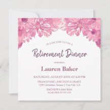 Roze Floral Retirement Dinner Party Invitation