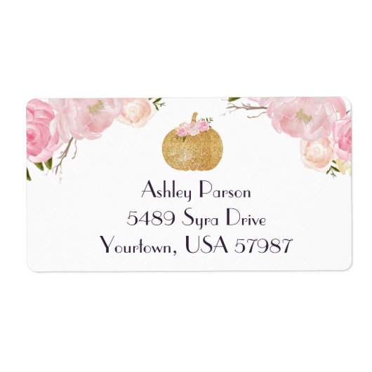 roze Floral retour adres label (Voorkant)