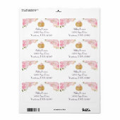 roze Floral retour adres label (Full Sheet)
