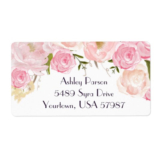 roze Floral retour adres label (Voorkant)