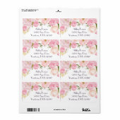 roze Floral retour adres label (Full Sheet)