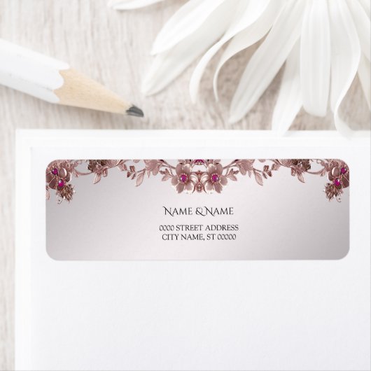 Roze  Floral Retour Adres Label (Insitu)