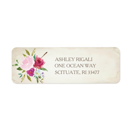  Roze Floral Return Address Label (Voorkant)