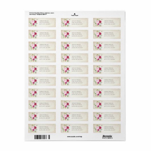  Roze Floral Return Address Label (Full Sheet)