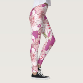 Roze Floral Rhododendron Leggings