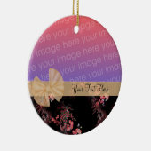 Roze Floral Ribbon Foto Lijst Ornament (Rechts)