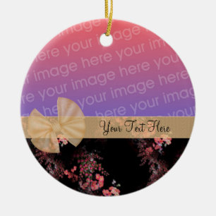 Roze Floral Ribbon Foto Lijst Ornament
