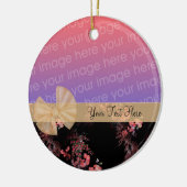 Roze Floral Ribbon Foto Lijst Ornament (Links)