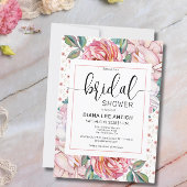 Roze Floral Romantic Bridal Shower Kaart