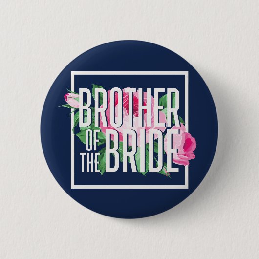  Roze Floral Roos Broer van de Bride Ronde Button 5,7 Cm (Voorkant)