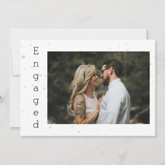 Roze Floral Roos Confetti Verloving Mededeling Aankondiging (Voorkant)