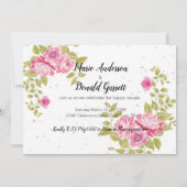 Roze Floral Roos Confetti Verloving Mededeling Aankondiging (Achterkant)