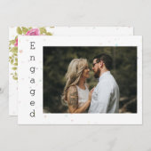 Roze Floral Roos Confetti Verloving Mededeling Aankondiging (Voorkant / Achterkant)