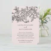 Roze Floral Roos Garden Weddenschap Kaart (Staand voorkant)