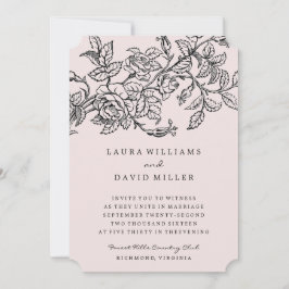 Roze Floral Roos Garden Weddenschap Kaart