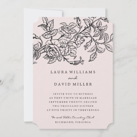 Roze Floral Roos Garden Weddenschap Kaart (Voorkant)