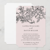 Roze Floral Roos Garden Weddenschap Kaart (Voorkant / Achterkant)