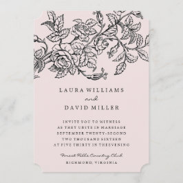 Roze Floral Roos Garden Weddenschap Kaart