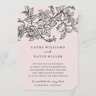 Roze Floral Roos Garden Weddenschap Kaart