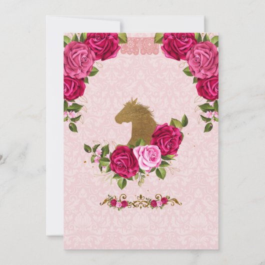 Roze Floral Roos Girl draait zeven verjaardag Kaart (Achterkant)