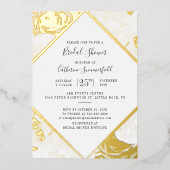 Roze Floral Roos Gold Geometric Vrijgezellenfeest  Folie Uitnodiging (Voorkant)