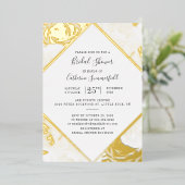 Roze Floral Roos Gold Geometric Vrijgezellenfeest  Folie Uitnodiging (Staand Voorkant)