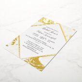 Roze Floral Roos Gold Geometric Vrijgezellenfeest  Folie Uitnodiging (Gedraaid)