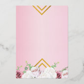 Roze Floral Roos Gold Geometric Vrijgezellenfeest  Folie Uitnodiging (Achterkant)