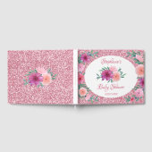 Roze Floral Roos Gold Glitter Baby shower Gastenboek (Volledig)