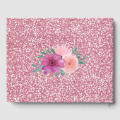 Roze Floral Roos Gold Glitter Baby shower Gastenboek (Achterkant)