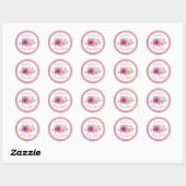 Roze Floral Roos Gold Glitter Baby shower Ronde Sticker (Vel)