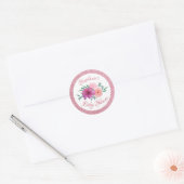 Roze Floral Roos Gold Glitter Baby shower Ronde Sticker (Envelop)