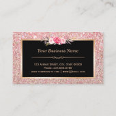 Roze Floral Roos Gold Glitter Loyalty Punch Card (Achterkant)