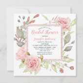 Roze Floral Roos Gold Glitter Vrijgezellenfeest Kaart (Voorkant)