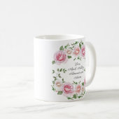 Roze Floral Roos met Happy Moederdag Koffiemok (Voorkant rechts)