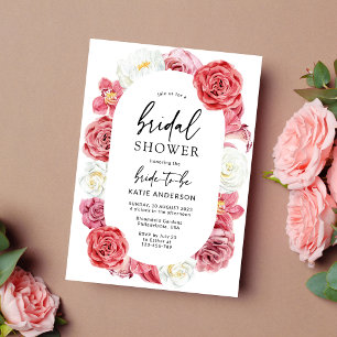 Roze Floral Roos Ovaal Brunch & bubbelbad Kaart