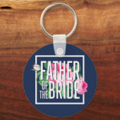  Roze Floral Roos Vader van de Bride Sleutelhanger (Voorkant)