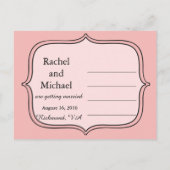 Roze Floral Roos Vine Sla de datum op Aankondigingskaart (Achterkant)