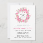 Roze Floral Roos Wreath Wedding Kaart (Voorkant)