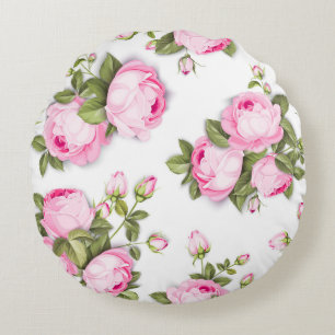 Roze Floral Round Pillow Rond Kussen