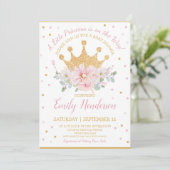 roze Floral Royal Crown Princess Birthday I Kaart (Staand voorkant)