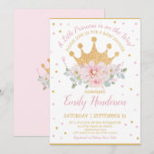 roze Floral Royal Crown Princess Birthday I Kaart (Voorkant / Achterkant)