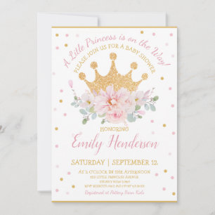 roze Floral Royal Crown Princess Birthday I Kaart