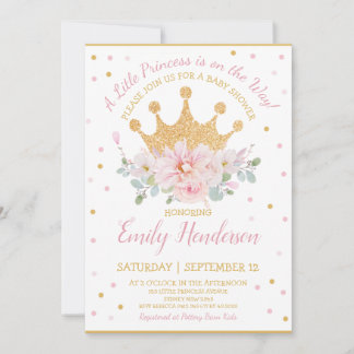 roze Floral Royal Crown Princess Birthday I Kaart