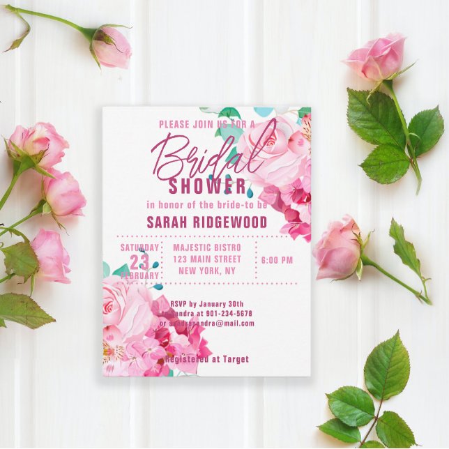 Roze Floral Rozen Bouquets Bohemian Vrijgezellenfe (Creator heeft geüpload)