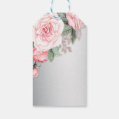 Roze Floral Rozen en Elegant Silver Hartelijk dank Cadeaulabel (Achterkant)
