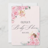 Roze Floral Rozen Fairies Baby shower Kaart (Achterkant)